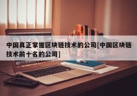 中国真正掌握区块链技术的公司[中国区块链技术前十名的公司]